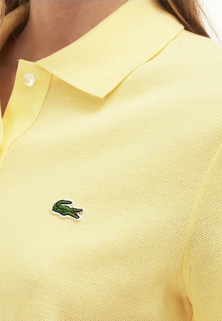 Рубашка поло Lacoste Jaune, однотонная, желтая — фото 4