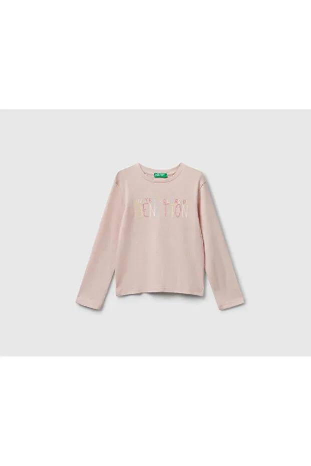 Детская футболка для девочек с длинным рукавом Benetton, Powder Pink
