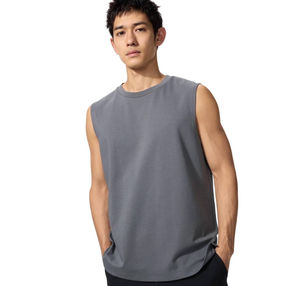 Футболка Uniqlo AIRism Cotton Sleeveless Unisex, 07 серый