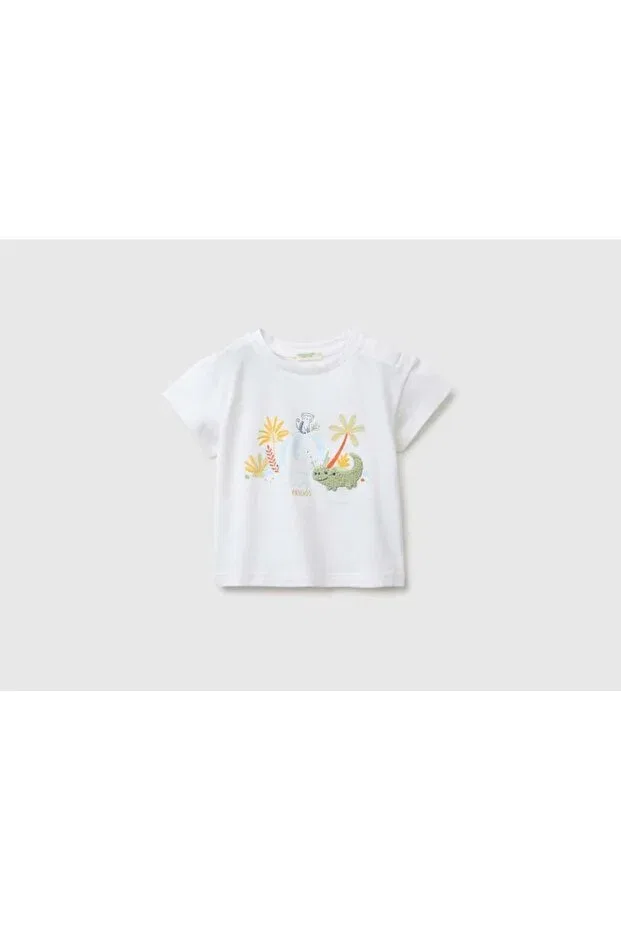 Детская футболка с принтом для мальчиков United Colors Of Benetton, Ecru