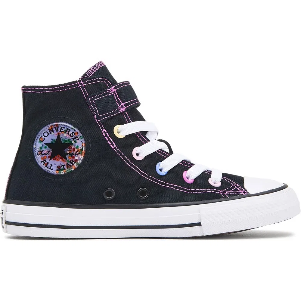 Детские высокие кроссовки Chuck Taylor All Star 1V Converse, Black/Multi — фото 2