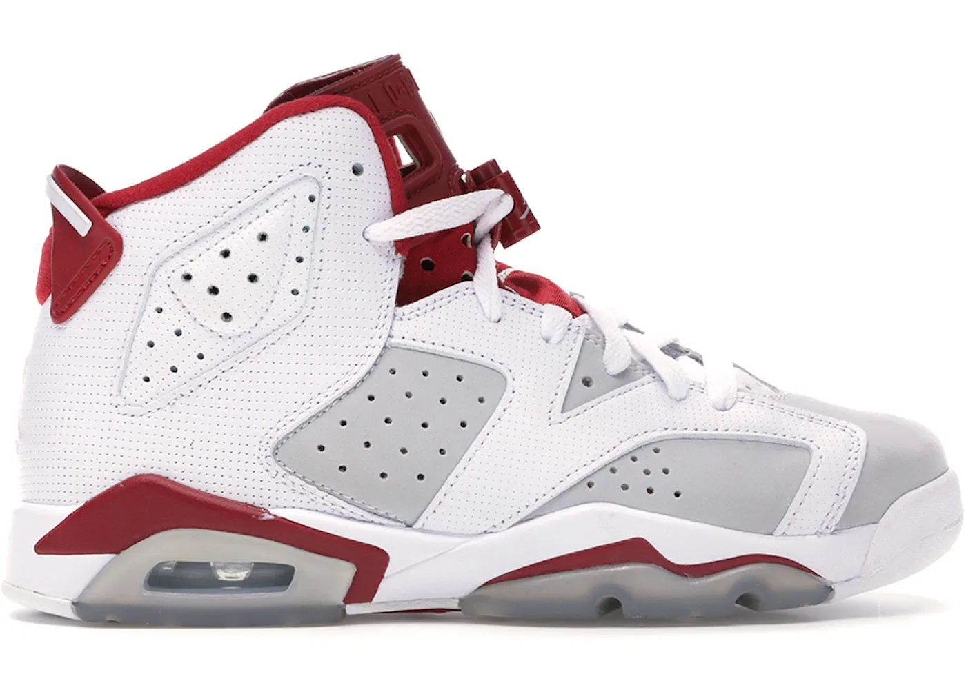 Детские кроссовки Lifestyle с перфорированной замшей Jordan 6 Retro Alternate Hare, White/Gym Red-Pure Platinum
