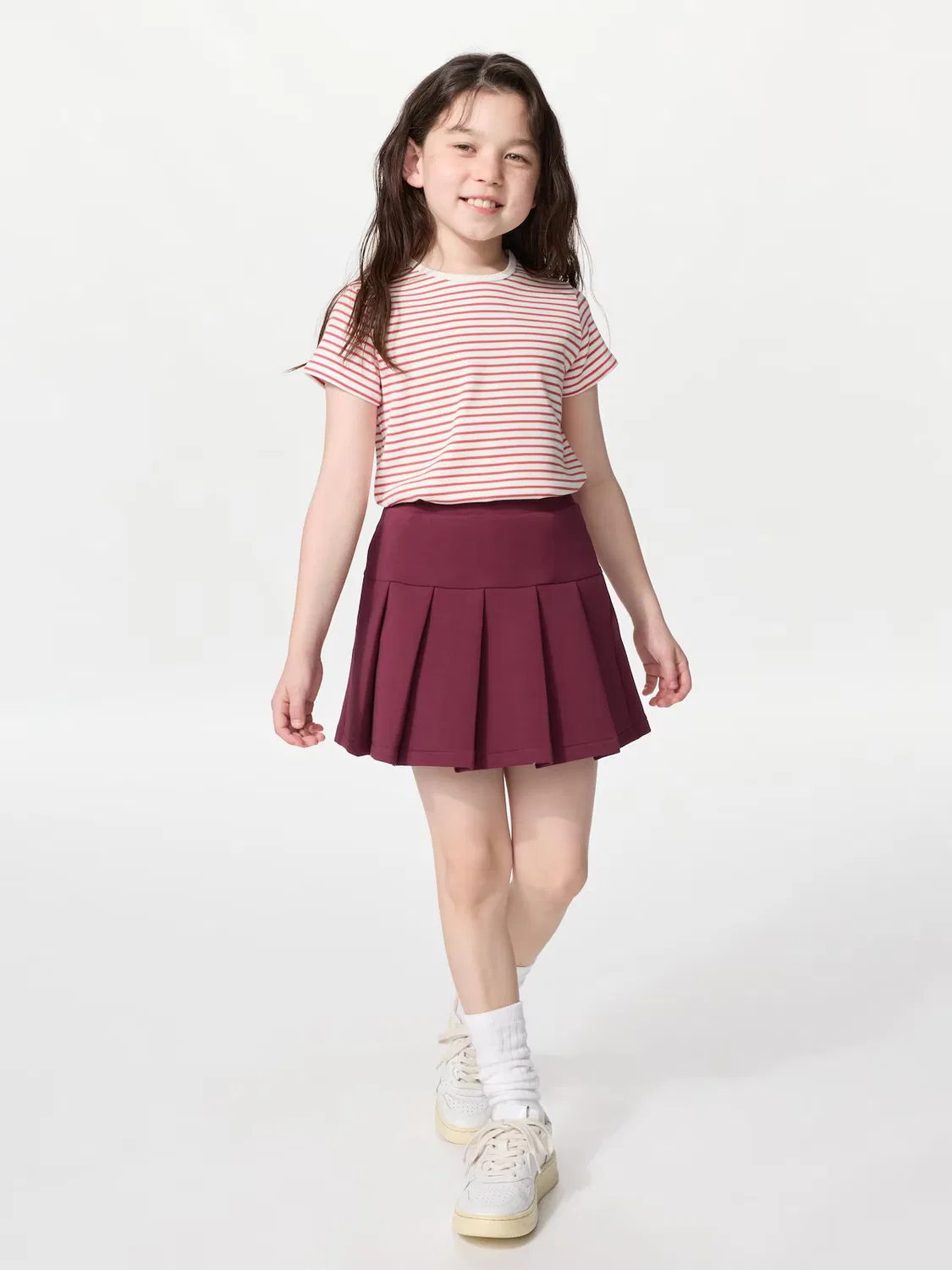 Мини-юбка Uniqlo из сухой хлопковой ткани, для девочек, бордовый