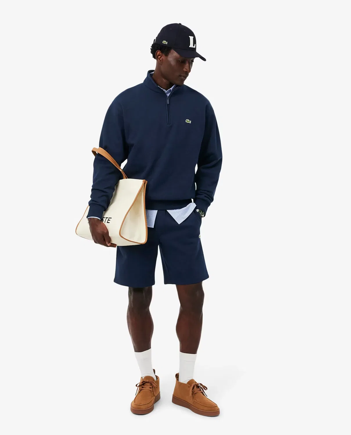 Мужские шорты из футера с принтом Lacoste, Azul Marino — фото 4