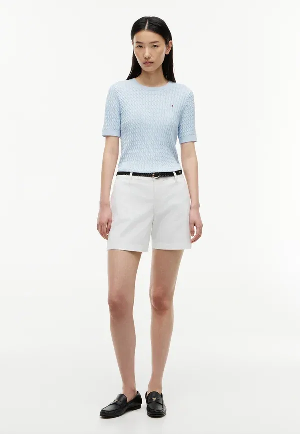 Футболка трикотажная Cable Fine Basic T-shirt Tommy Hilfiger, Breezy Blue, синий — фото 2