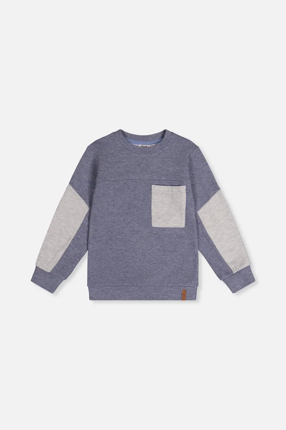 Детская футболка с нагрудным карманом Colorblock Brushed Jersey Top Deux par Deux, Blue-Grey