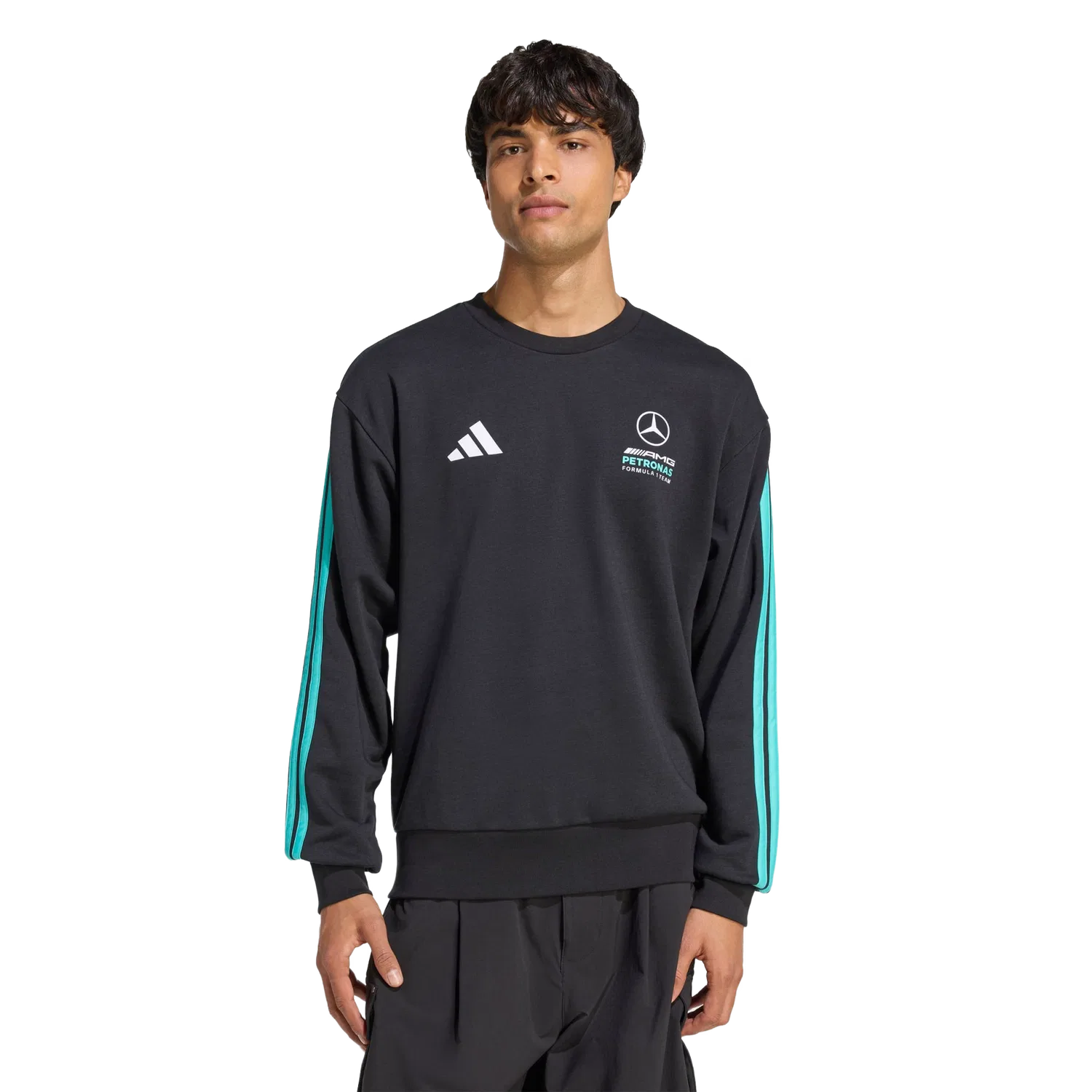 Мужской лонгслив с принтом Mercedes-AMG Petronas Formula 1 Team Adidas, черный — фото 2
