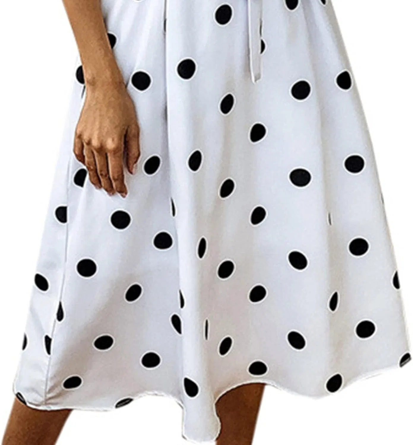 Женское платье с воротником-шалькой и рюшами, Polka Dot, White — фото 4