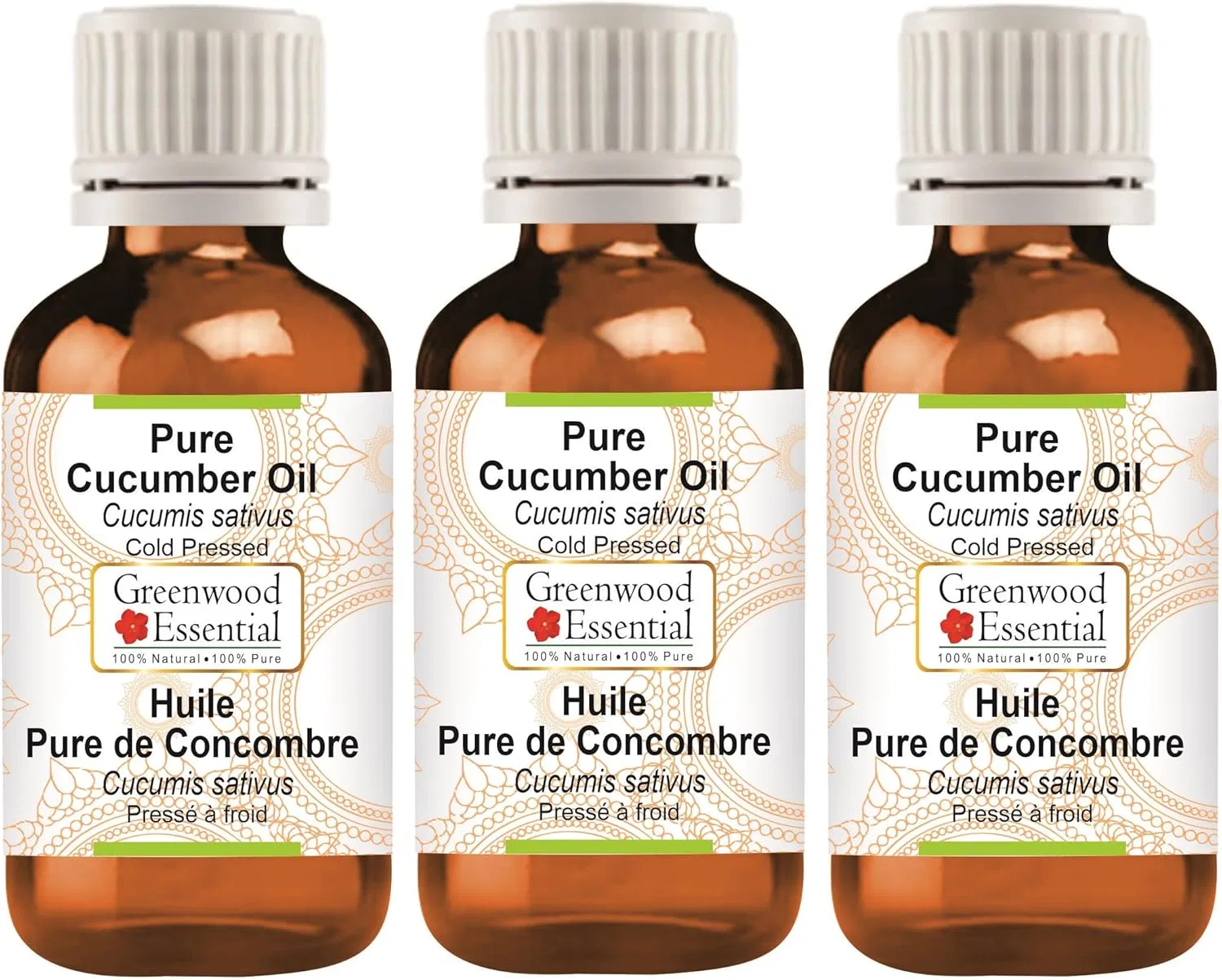 Масло для тела Pure Cucumber Oil, Greenwood Essential, набор 3 шт, 100 мл x 3