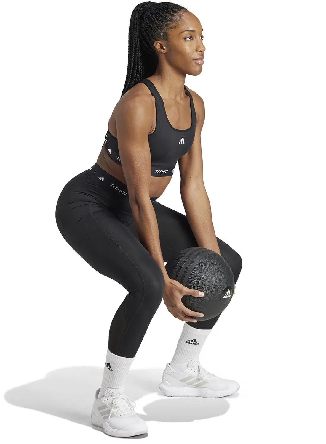 Бюстгальтер спортивный компрессионный Techfit Adidas, черный — фото 4