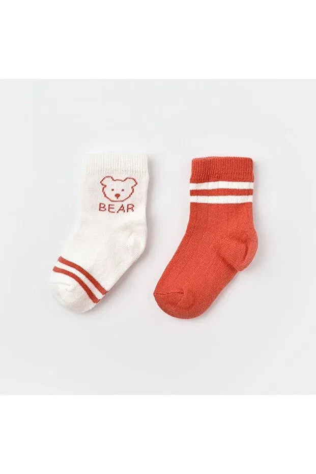 Детские носки для новорожденных хлопковые Bear 2 pack Biorganic, Tile — фото 2