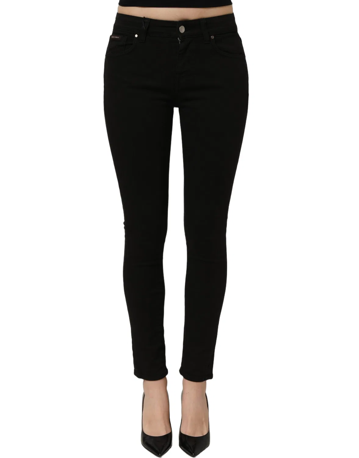 Женские джинсы скинни с пятью карманами Skinny Denim Jeans Dolce & Gabbana, Black — фото 3