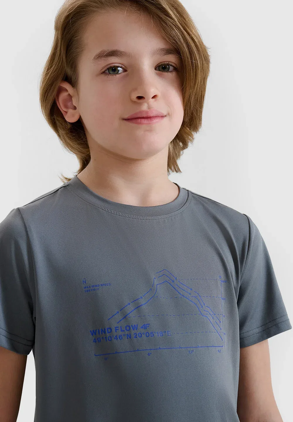 Футболка trekkingowy szybkoschnący chłopięcy - czarny 122/128 (6-8 лат) - спортивная футболка 4F, Middle Grey — фото 4