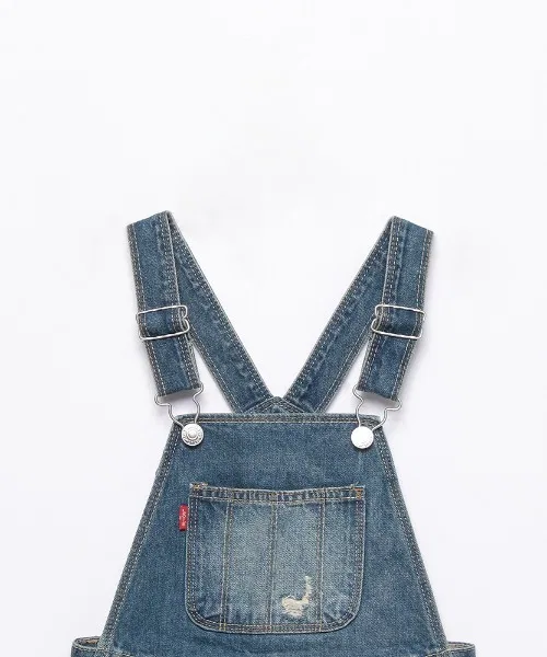 JUGLANS Детский джинсовый комбинезон с коротким рукавом Levi's LVG Shortall, Blue — фото 2