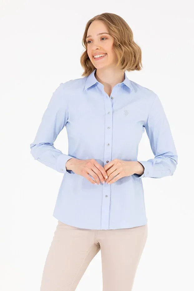 Женская рубашка с длинным рукавом Basics U.S. Polo Assn., Blue