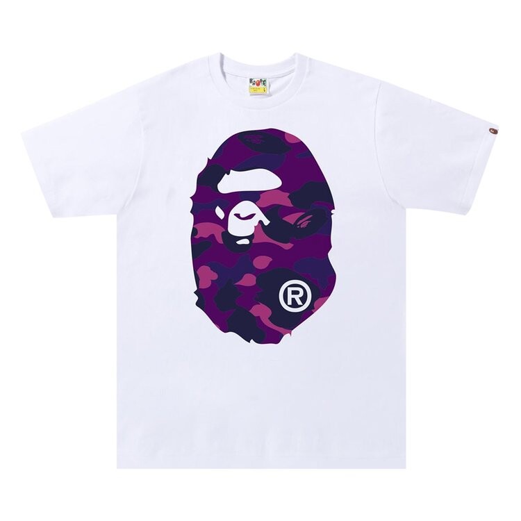 

Футболка BAPE Color Camo Big Ape Head Tee 'White/Purple', белый