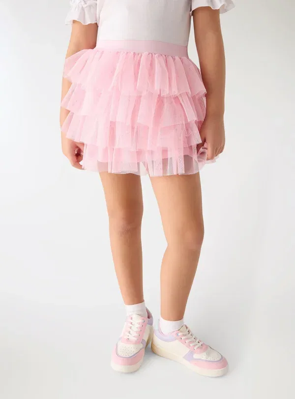 Юбка с завышенной талией A balze in - a-line skirt Terranova, розовый — фото 2