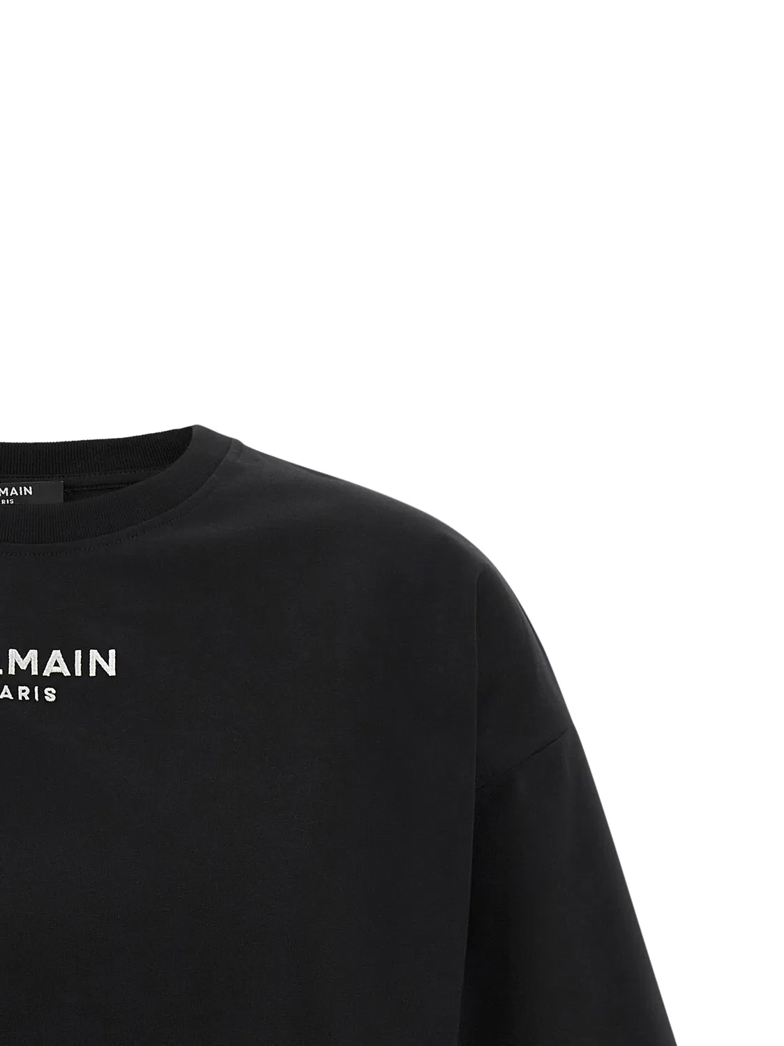 Женская футболка с вышитым логотипом Black Cotton T-Shirt Balmain, Black — фото 3