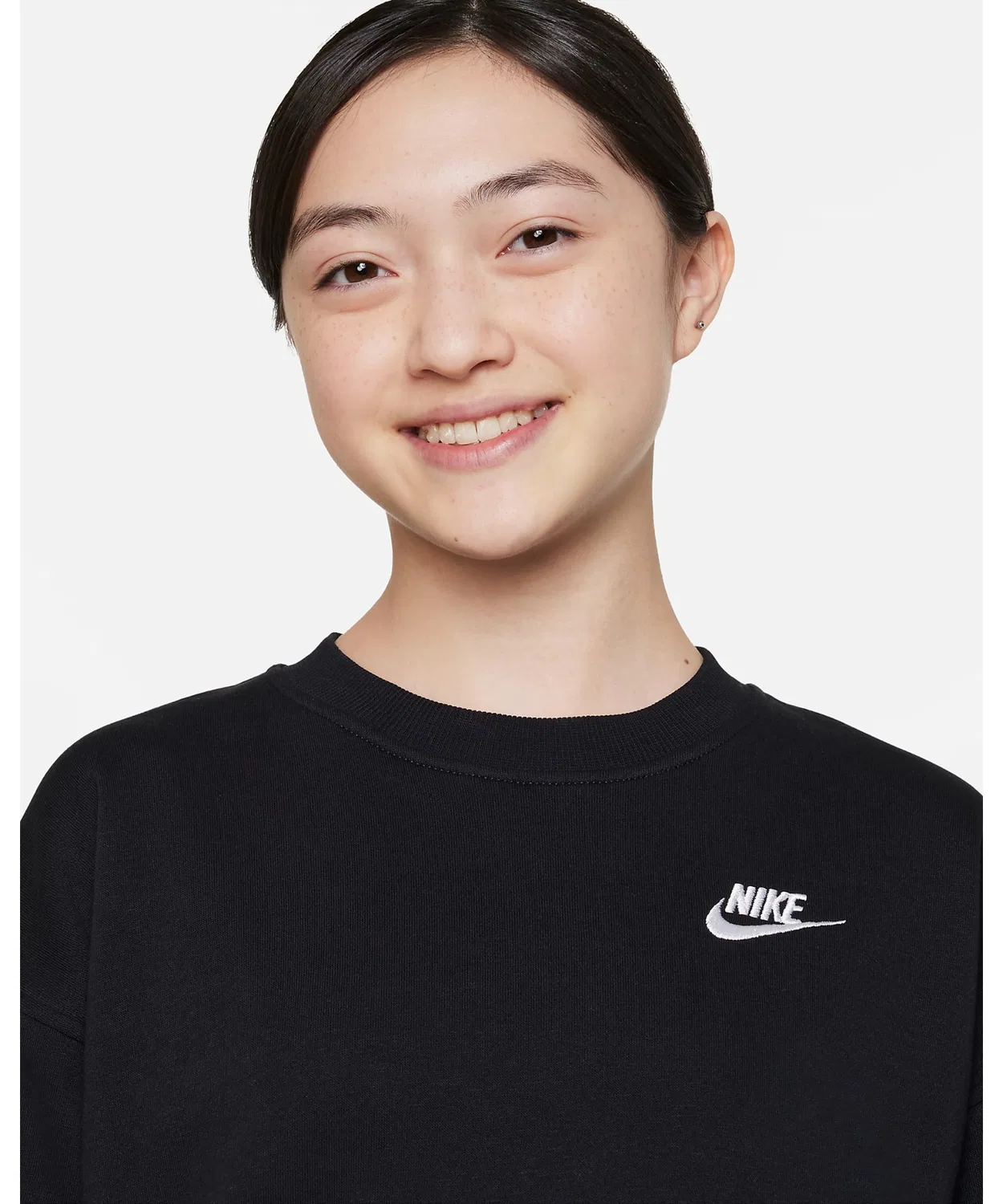 Детский свитшот оверсайз с длинным рукавомClub Fleece NIKE, Black — фото 4