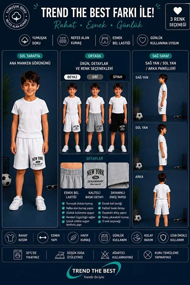 Детские шорты для девочек с принтом Summer New York Printed Trend The Best Trendin En Iyisi, Multicolor — фото 3