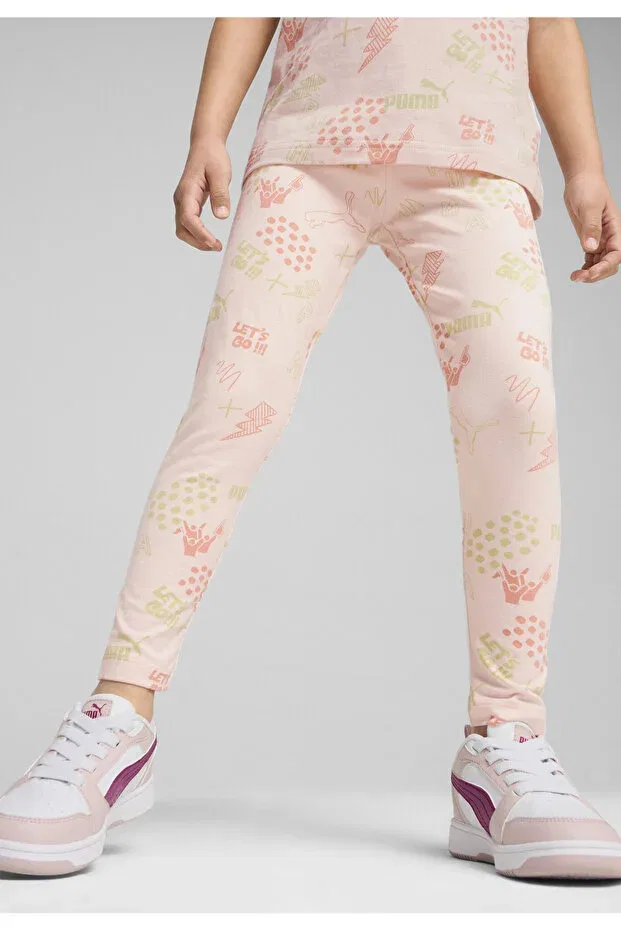 Детские леггинсы для девочек облегающие Ess+ Puma, Island Pink — фото 2