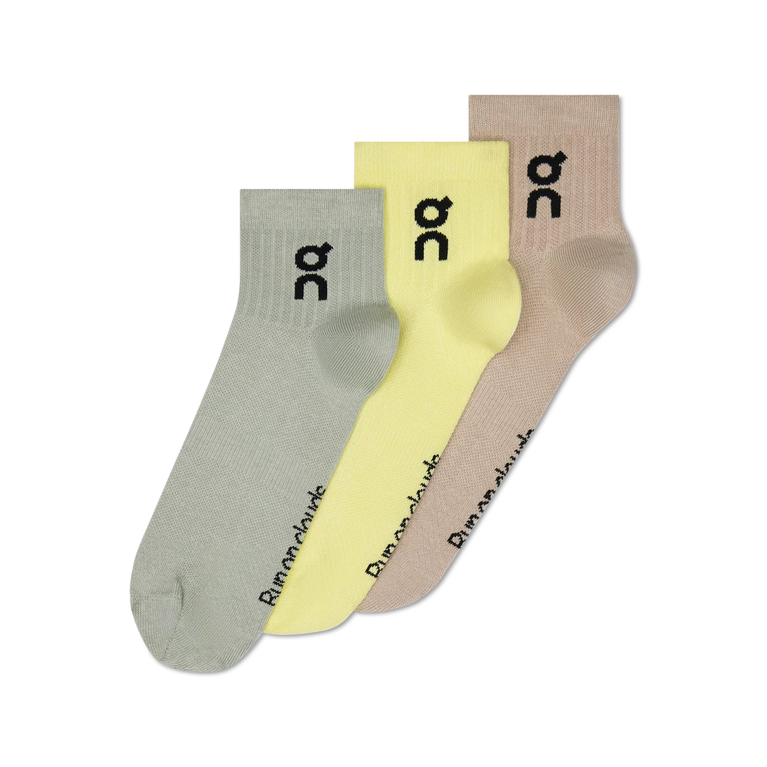 Детские носки с логотипом, набор из 3 пар, Logo Sock Mid 3P, On, Lemonade/Tin