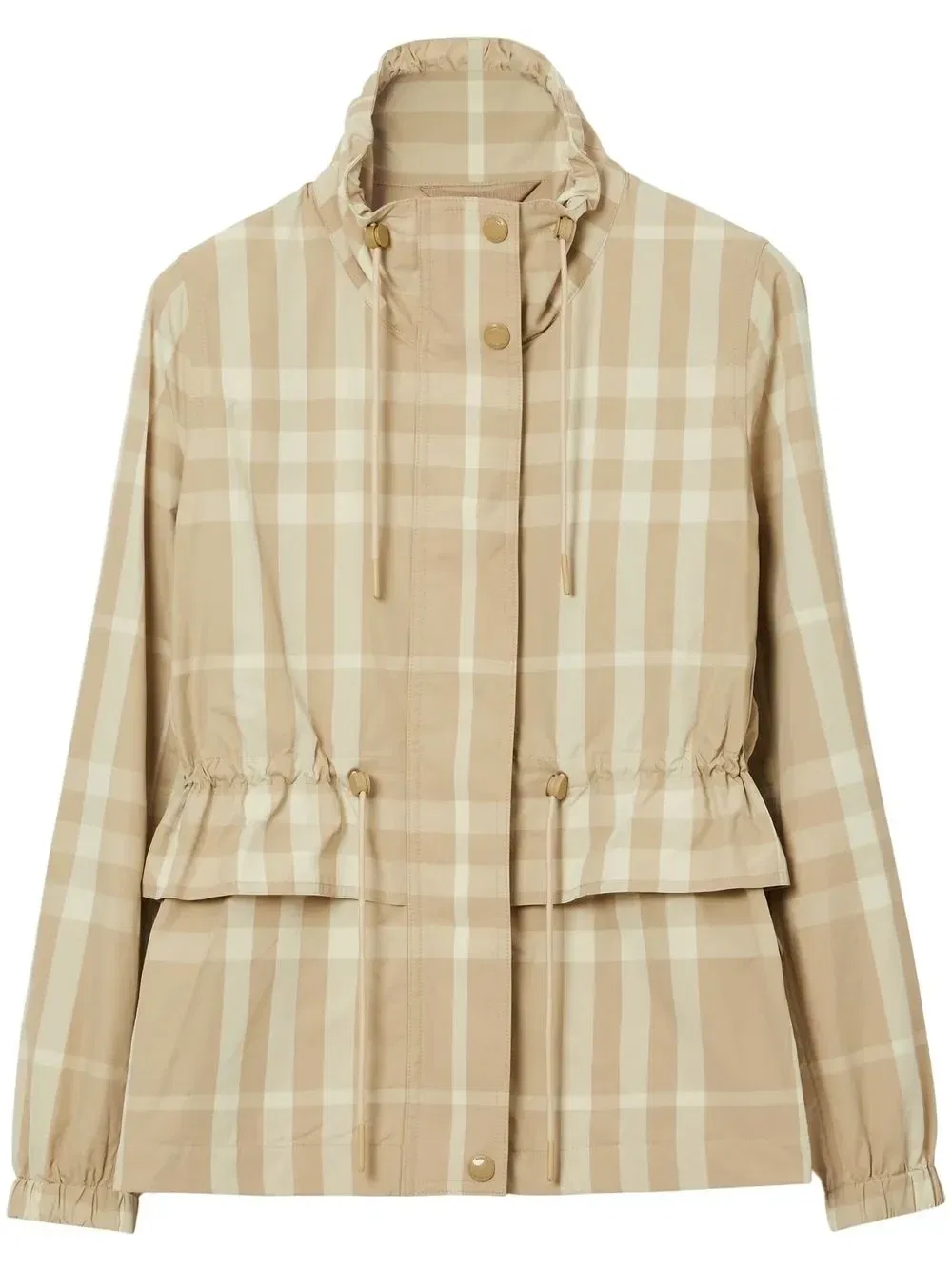 Клетчатая куртка с воротником-воронкой Burberry, бежевый