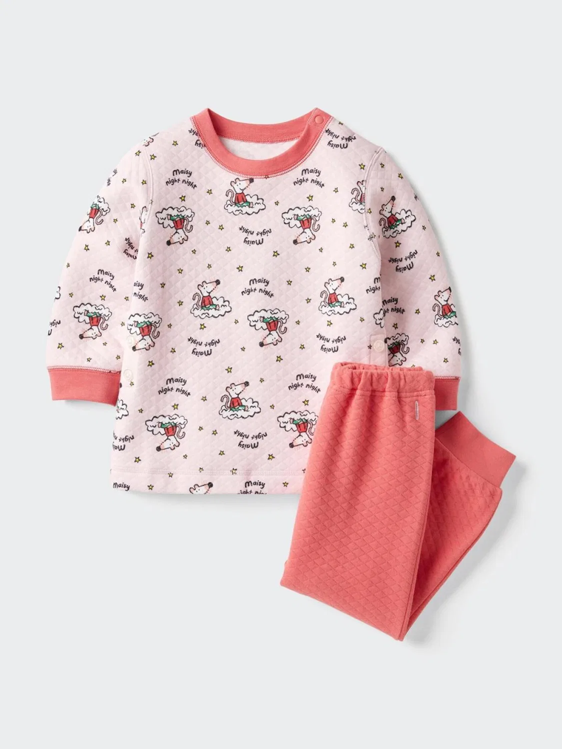 Пижама детская с длинным рукавом UT Maisy Mouse Uniqlo, розовый