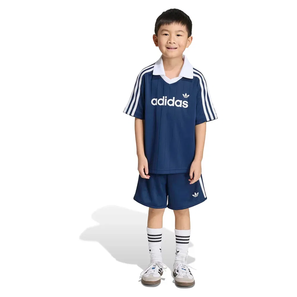 Детский комплект для девочек с принтом Loose Polo Pinstripe Short Tee Adidas Originals, Blue