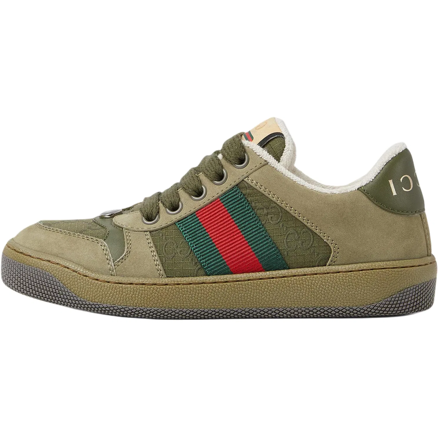 Детские кроссовки из замши с низким верхом GUCCI Screener, Green