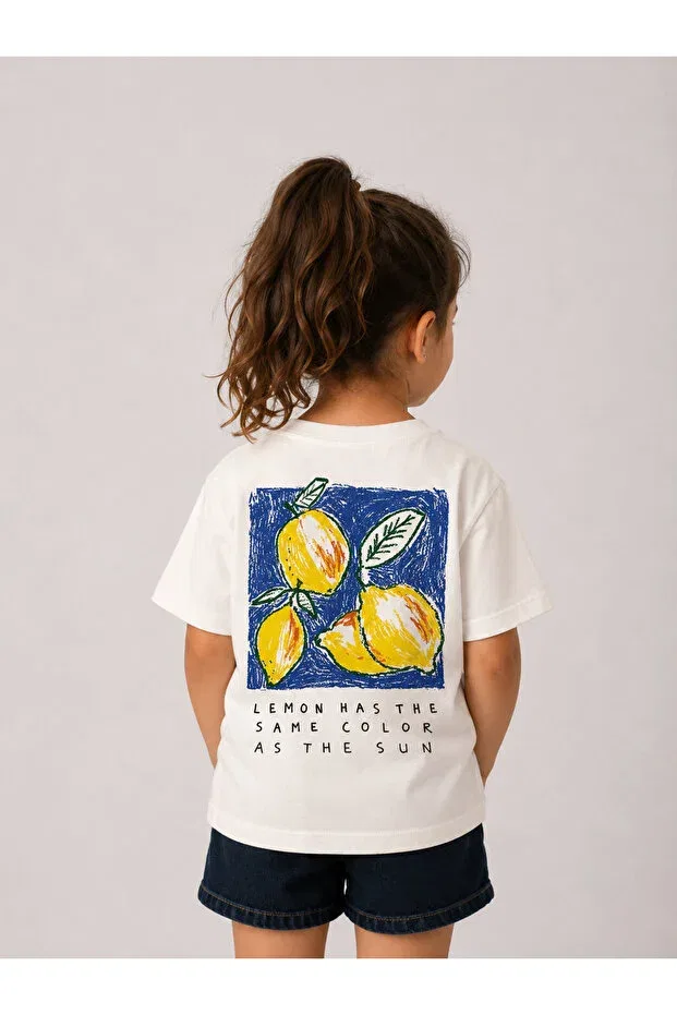 Детская футболка с принтом Lemon Printed T-Shirt Doamini, White