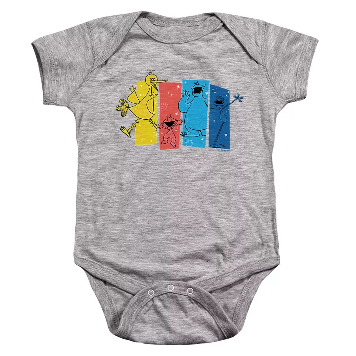 Детское боди с коротким рукавом Sesame Street Street Beats Sparkle Boards, Athletic Heather