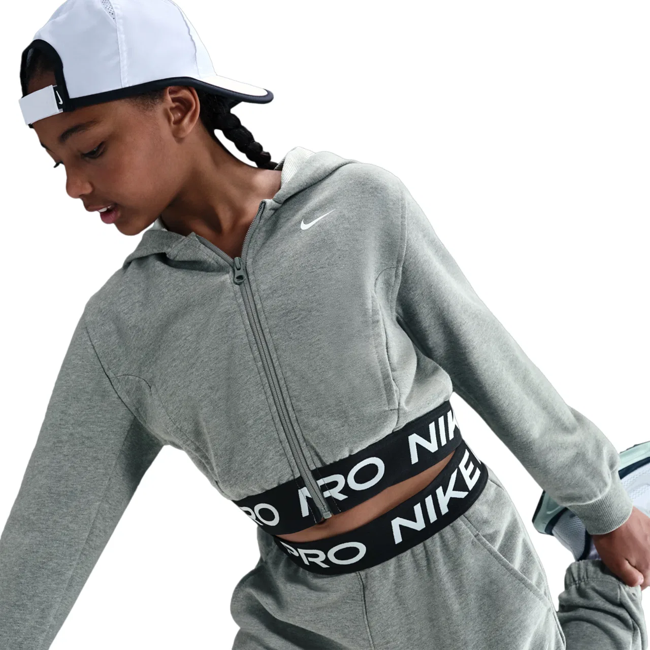 Детское флисовое худи на молнии Dri-FIT Nike NP, цвет Black/Carbon Heather/Dark Steel Grey