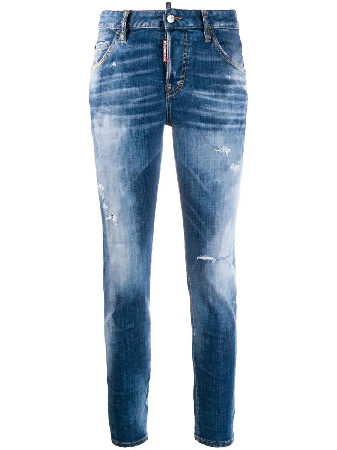 Джинсы скинни с эффектом потертости Dsquared2, синий