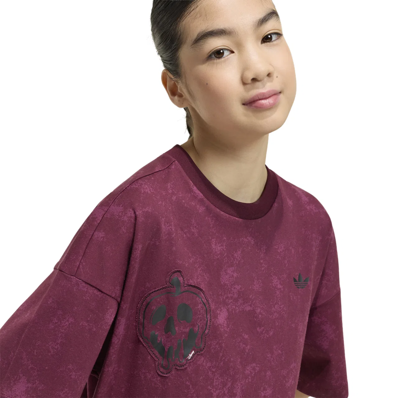 Детская футболка оверсайз с принтом Disney Villains adidas, Maroon — фото 3