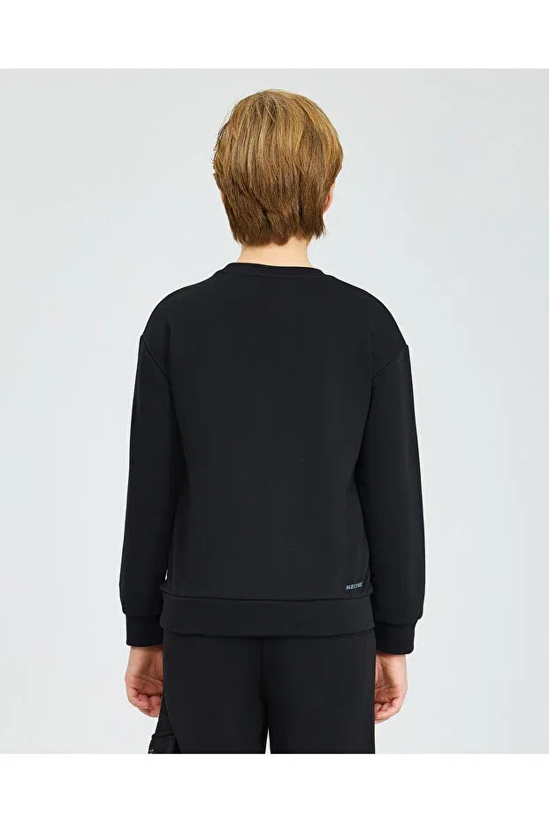 Детское для мальчиков свитшот с длинным рукавом B Essential Crew Neck Sweatshirt Large Boy Black Skechers, Black — фото 4