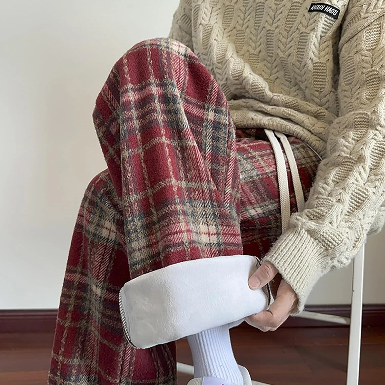Мужские брюки-джоггеры с принтом, Straight Leg, красный — фото 4