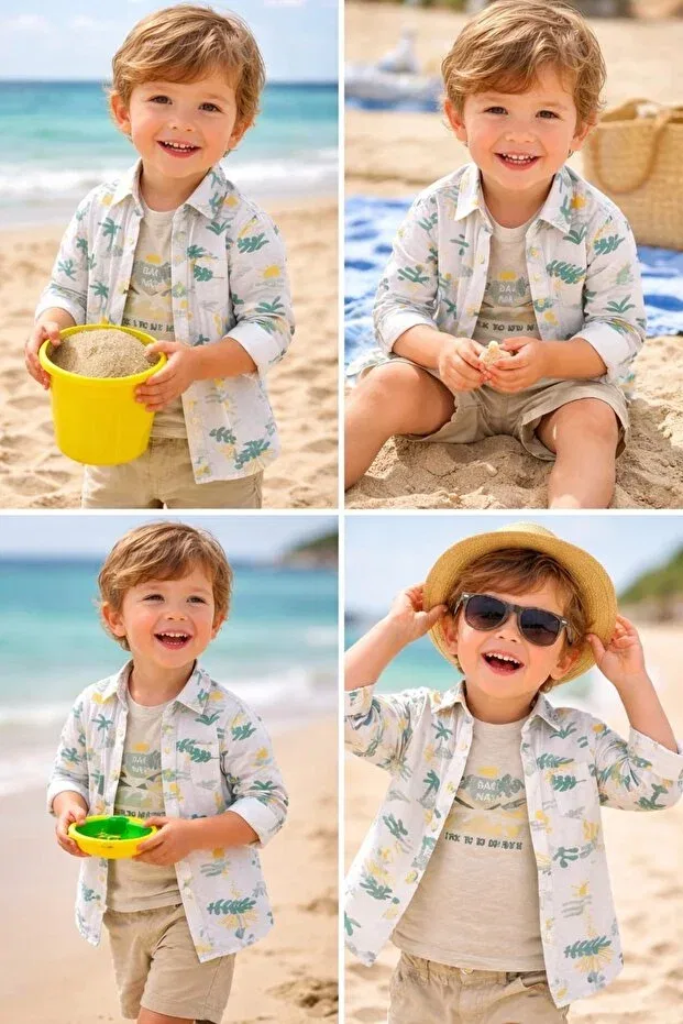 Детская рубашка для мальчиков с длинным рукавом Summer breeze Lokukids, White