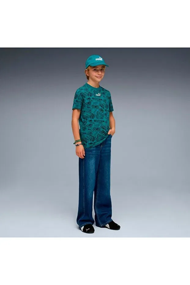 Детская футболка для мальчиков с принтом Mid 90s Aop Boys' Green T-Shirt Puma, Green — фото 3