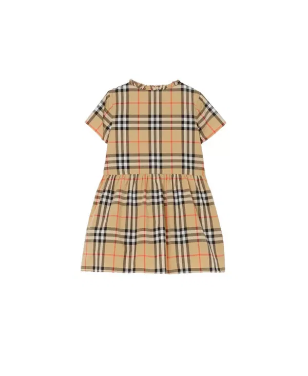 Детское платье для девочек хлопковое в клетку Burberry, Sand Beige — фото 3