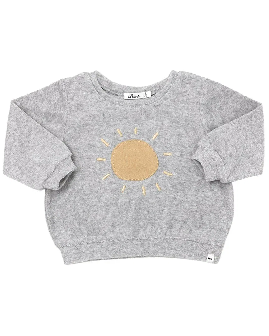 Детский свитшот с аппликацией солнца Oatmilk Sun Terry oh baby!, серый — фото 2