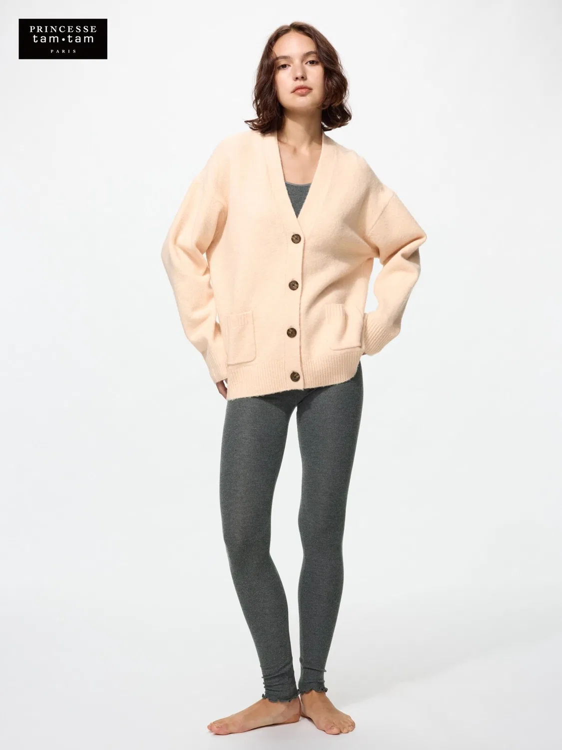 Леггинсы Uniqlo HeatTech, ультратеплые из кашемировой смеси, темно-серые