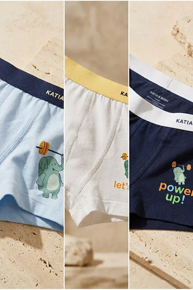 Детские трусы-боксеры для мальчиков с рисунком Boy'S elephant patterned boxer briefs in box navy blue Katia&Bony, Navy Blue — фото 4