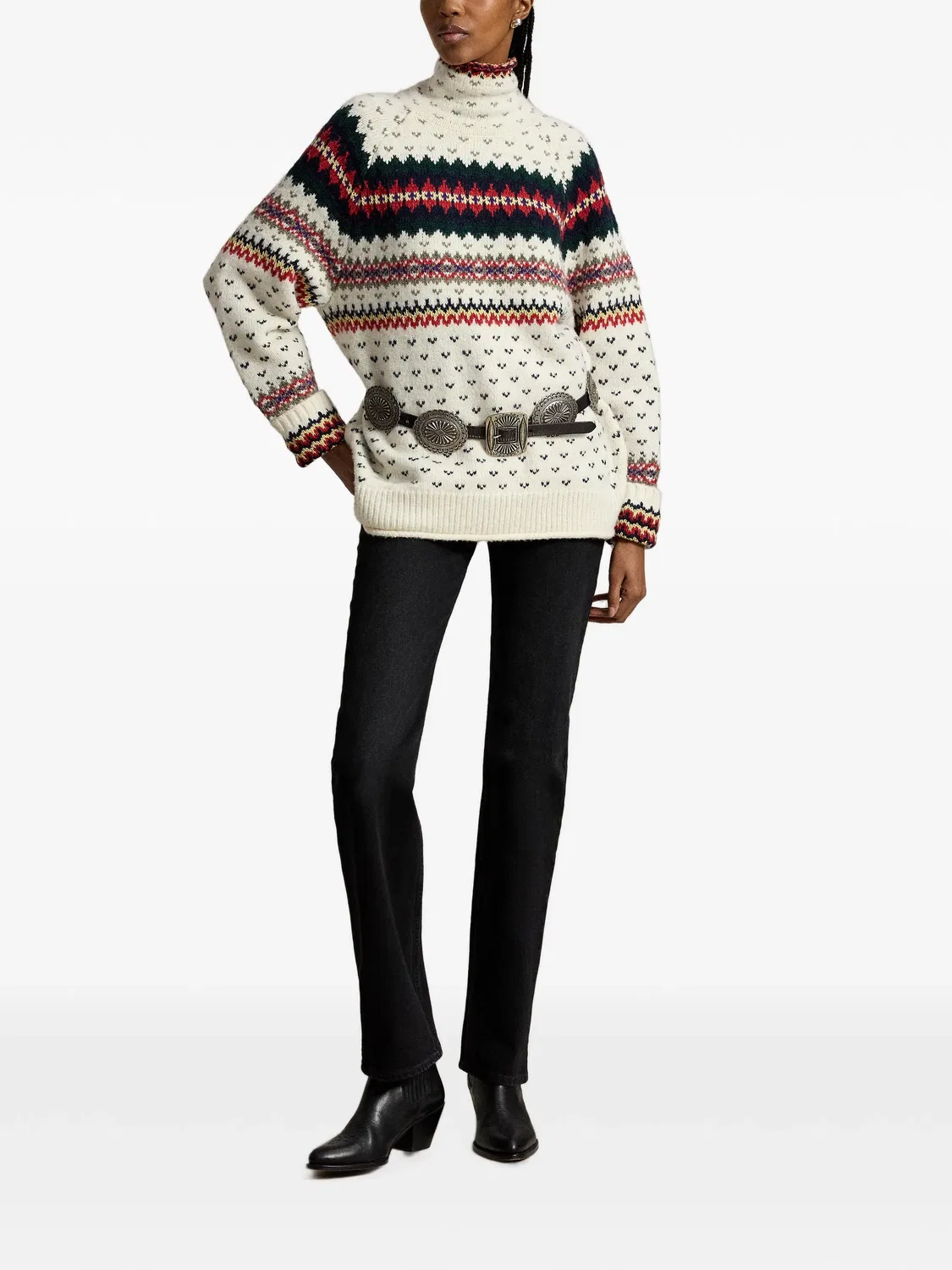 Свитер Fair Isle с высоким воротником Polo Ralph Lauren, нейтральные — фото 3