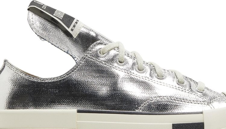 Кроссовки Converse Rick Owens x TURBODRK Chuck 70 Low Silver Lacquer, серебряный — фото 2