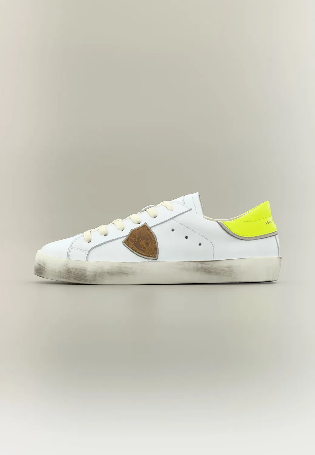 Унисекс - кроссовки Philippe Model, White/Neon Yellow/Brown/Platinum-Coloured