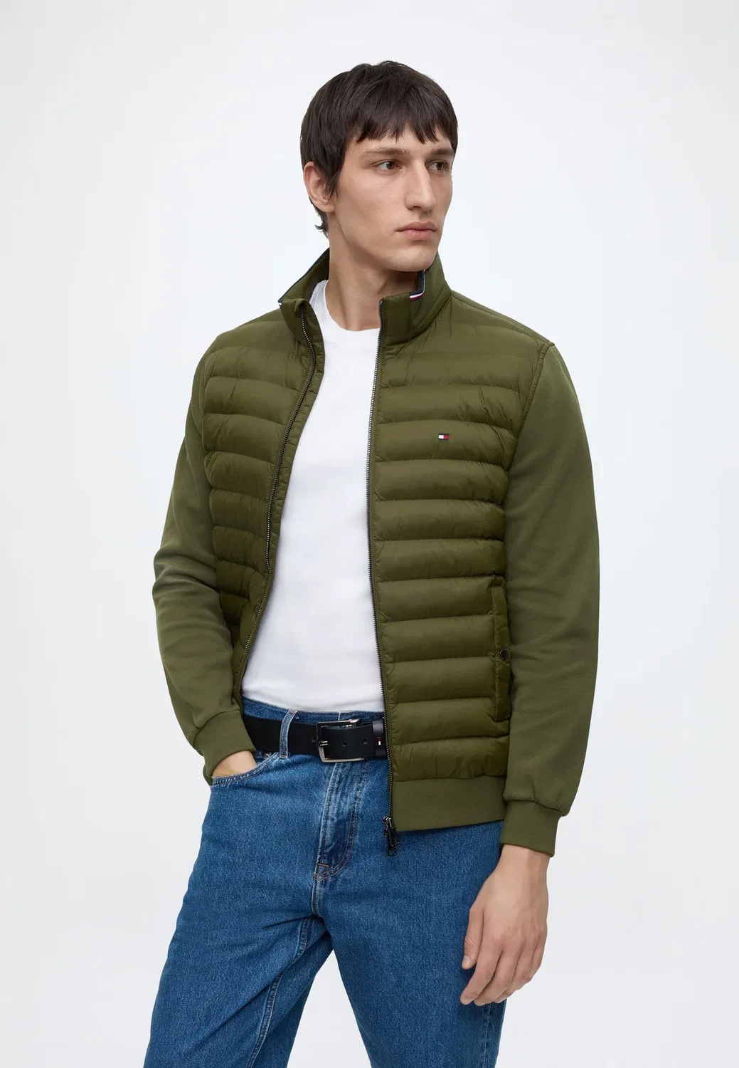 Смешанные медиа ess rwb воротник-стойка - легкая куртка Tommy Hilfiger, Huntsman Green — фото 4