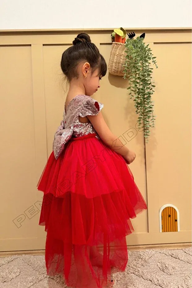 Детское платье для девочек с пайетками elizabeth Penu Baby Kids, Red