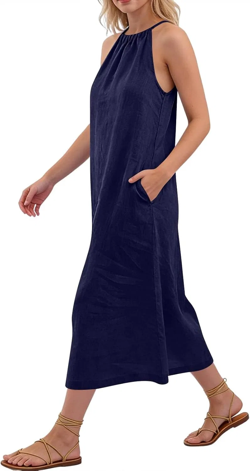Женское открытое платье с открытой спиной Summer, Navy