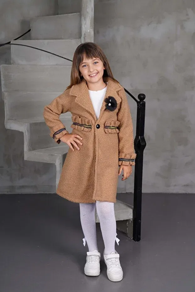 Детское пальто для девочек с принтом Bucket Best Of Kids, Brown — фото 4